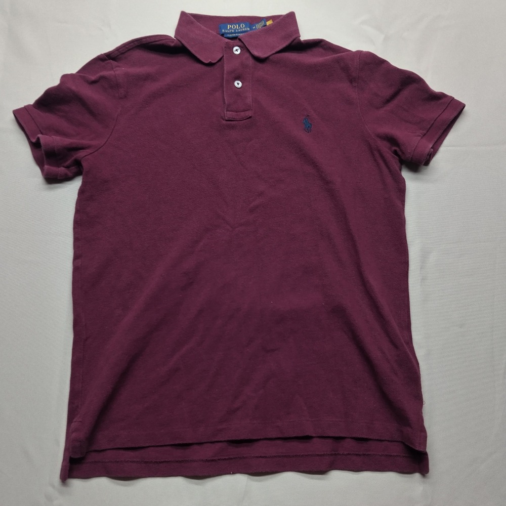 Polo Ralph Lauren Custom Slim Fit Polo Shirt Maroon Burgundy Mens Medium